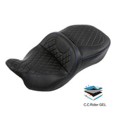 Gel Seat C.C. RIDER Touring Seat 2 Up Seat Driver Passenger Seat For Harley CVO Street Glide Road King Road Glide Electra Glide, 2009-2023